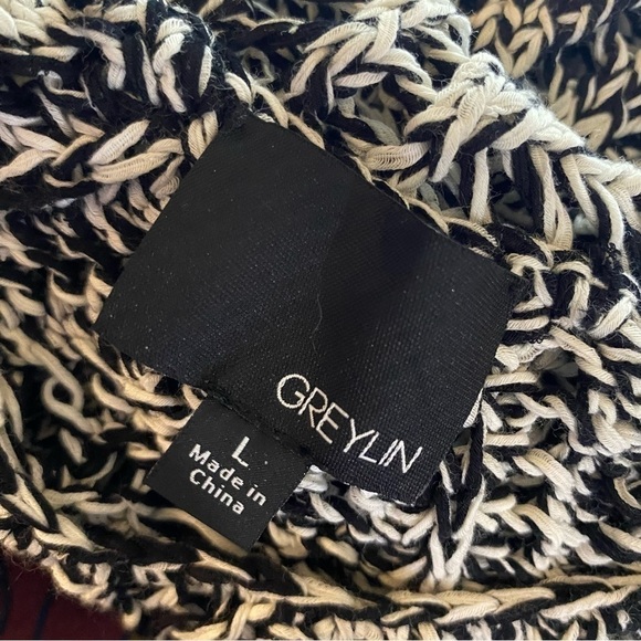 Greylin Open Knit Pullover Scoopneck Sweater Black White L - Picture 5 of 6